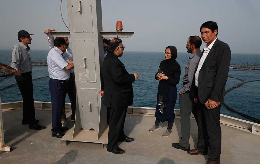 بازدید معاون توسعه روستایی ریاست جمهوری از پروژه پرورش ماهی سیباس کیش