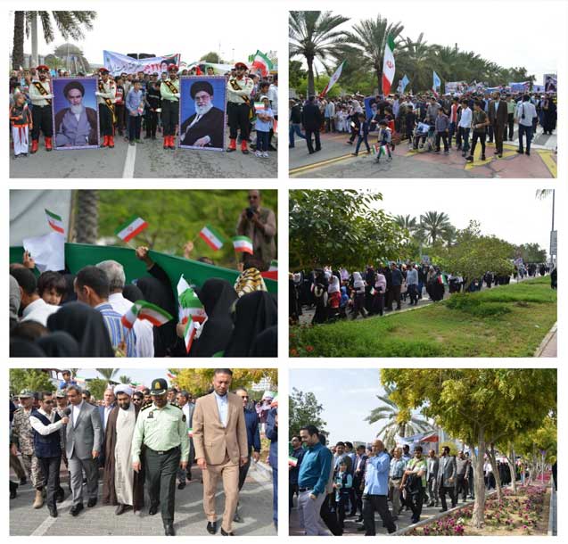 حضور گسترده مردم در راهپیمایی ۲۲ بهمن در کیش