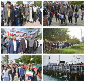 حضور گسترده مردم در راهپیمایی 22 بهمن در کیش