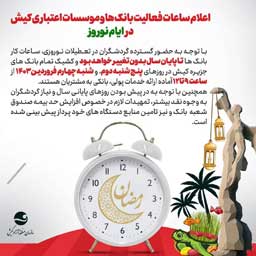 ساعات فعالیت بانک ها و موسسات اعتباری کیش در تعطیلات نوروز 1403