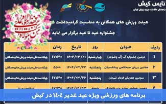 برنامه های ورزشی ویژه عید غدیر ۱۴۰۴ در کیش